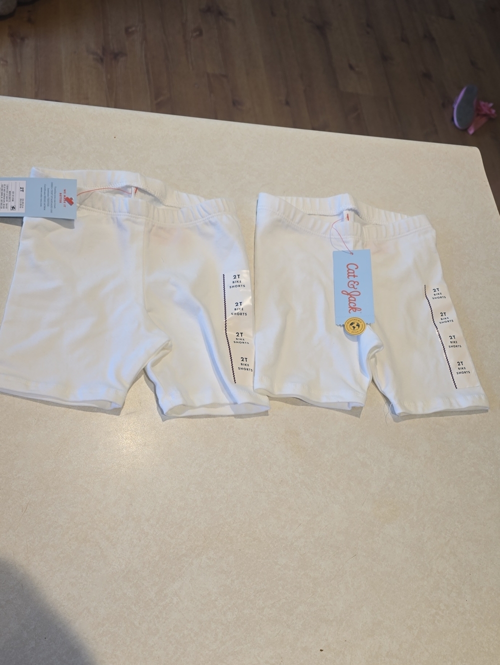 Cat & Jack Toddler Girls Lot Of 2 Pairs White Bike Shorts